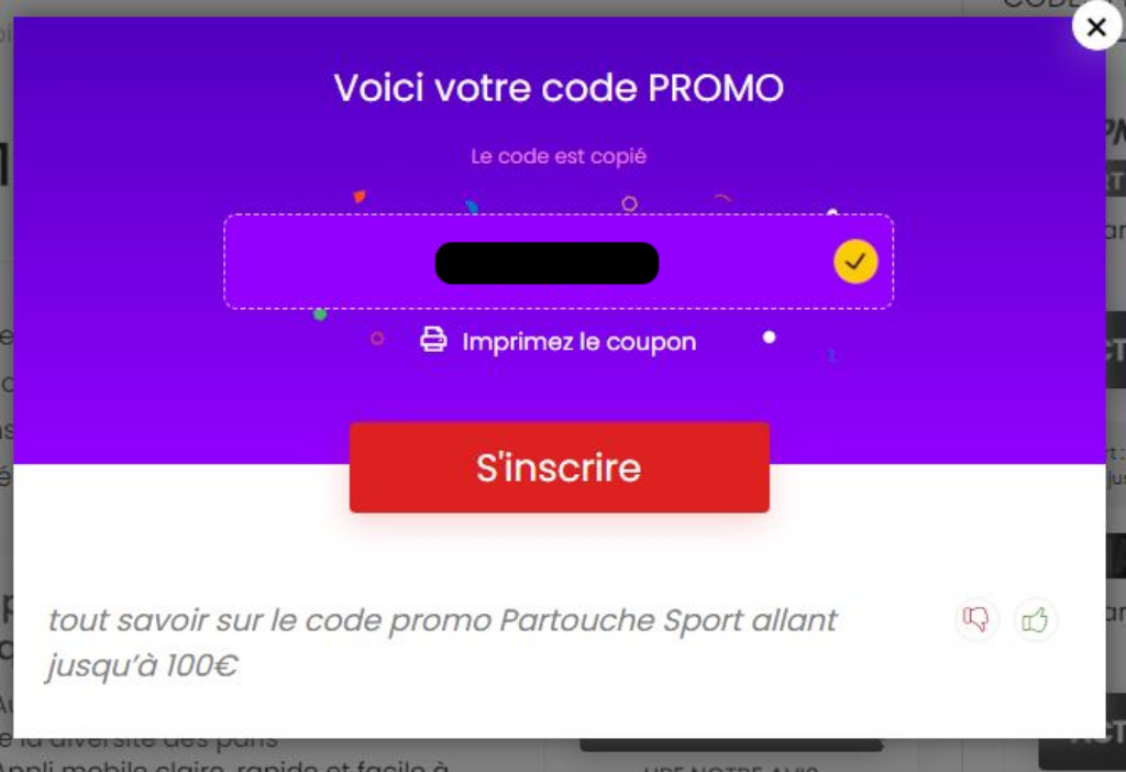 activation du code promo Partouche Sport