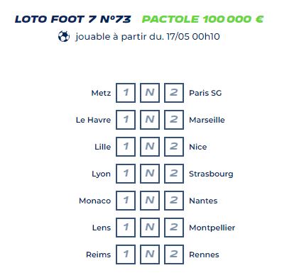 Pronostic loto foot 7 FDJ pour le 19/5/2024