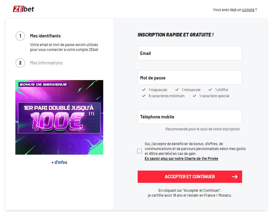 Compte ZEbet : comment s'inscrire et avoir le bonus 2024