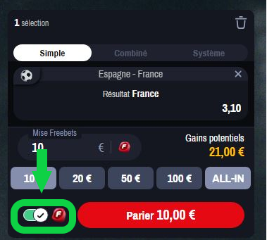 Placer un freebet Winamax