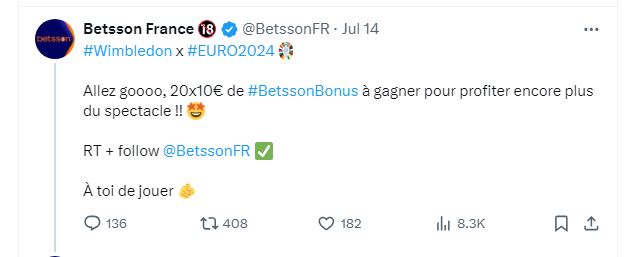 Freebets Betsson à gagner sur X