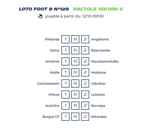 Pronostic loto foot grille 8 FDJ 13/10/2024